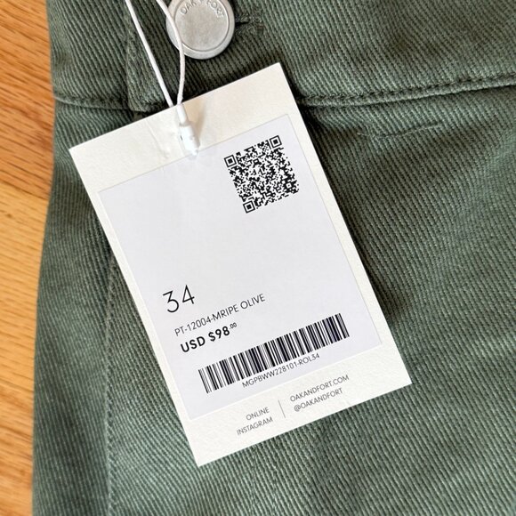 OAK & FORT Cargo Pocket Pant - Olive Green (Oak + Fort) - Picture 5 of 5